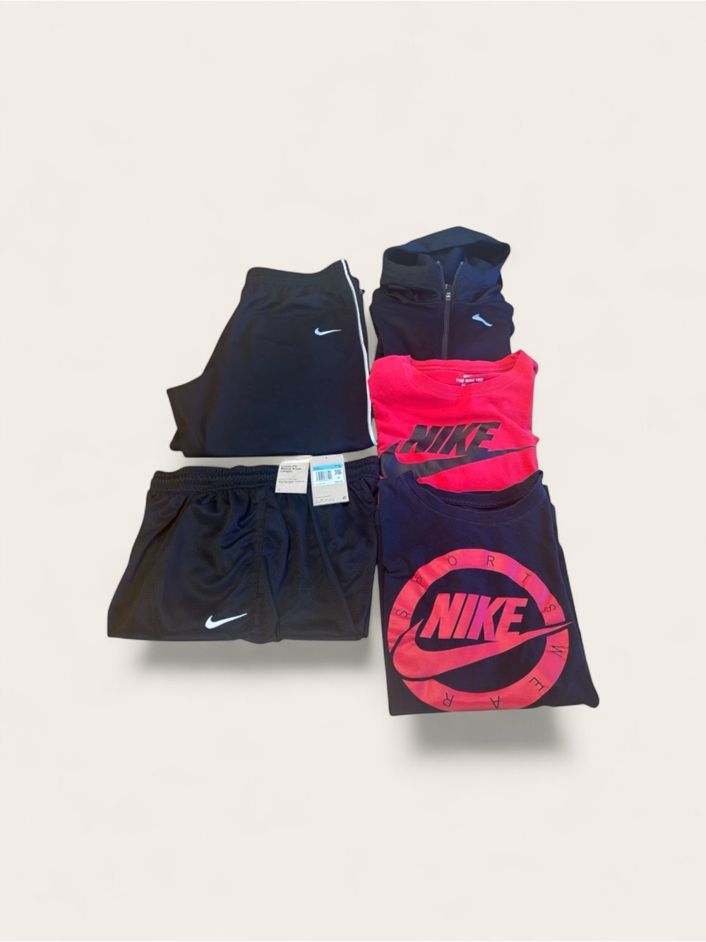 Nike Men’s Black and Red Athletic Shorts, hoodie, sweatpants & Tops Set